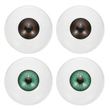 30mm Doll Eyes, 4 Pcs Realistic Acrylic Eyes, Dark Brown/Green