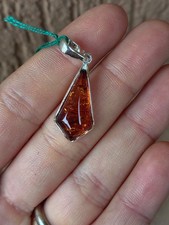 PREZIOSO PENDENTE IN AMBRA AUTENTICA LABORATORIO ORAFO ARTIGIANALE  SU ARGENTO