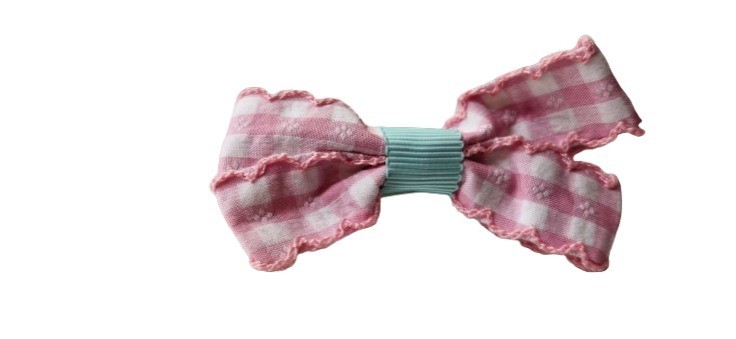 NEW 8cm Pink Gingham Bow Fabric 5cm Beak Hair Clip Slide Fashion Accessory