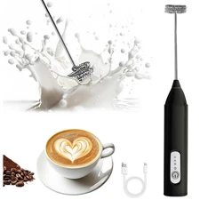 Electric Milk Frother Handheld Whisk Mixer Stirrer Coffee Egg USB Rechargeable