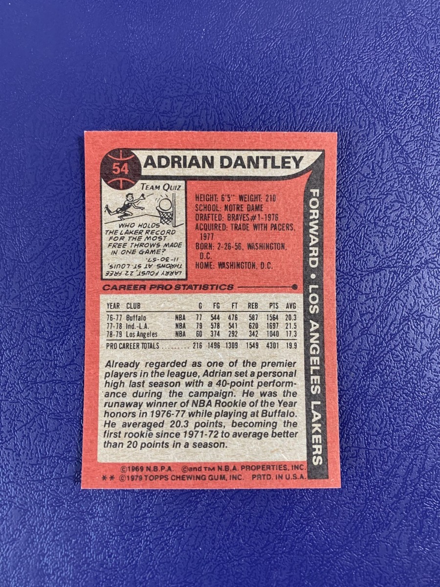 1979-80 Topps Basketball #54 Adrian Dantley - Los Angeles Lakers