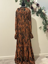 Farm Rio Women's Long Sleeve Maxi Orange And Black Size S