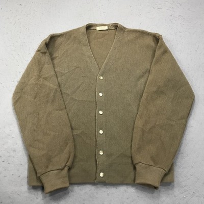 VINTAGE Mohair Sweater Adult XL Brown Cardigan Pearl Grandpa