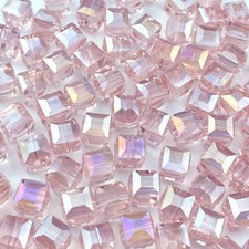200Pcs 4Mm Crystal Glass Beads Cube Shape Loose Square Spacer Beads AB Color Cra
