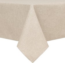 Faux Linen Rectangle Tablecloth - Wrinkle and Stain Resistant Washable Table