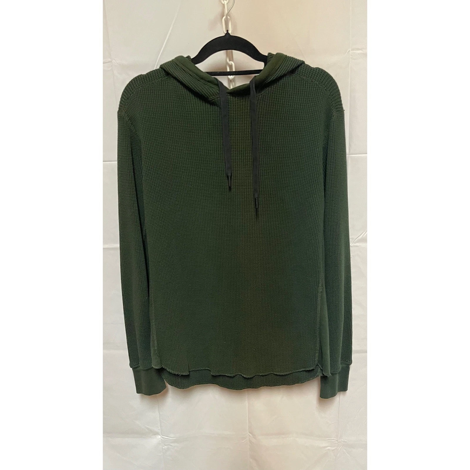 Rag Bone New York Mens Dark Army Hunter Green Waffle Knit Hoodie Size M NWOT