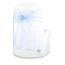 150 pcs Organza Chair Cover Bow Sash 108"x8" - Light Blue - w/ Bow Covers ur