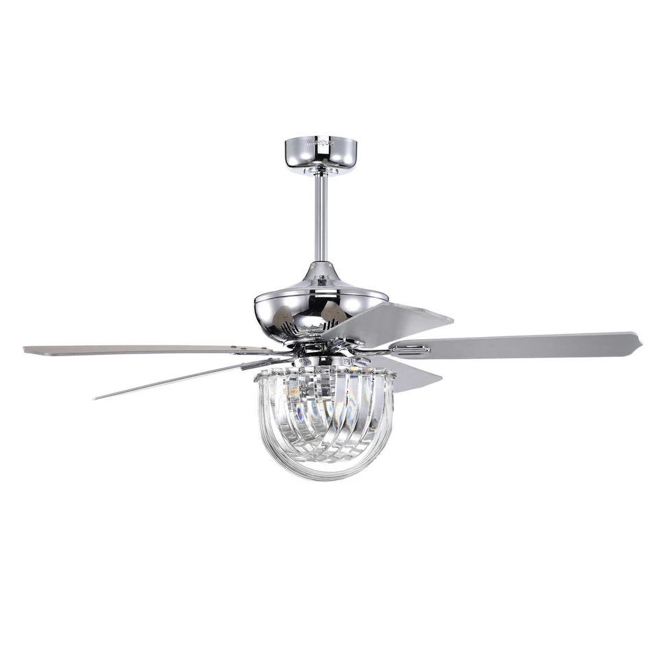 Zyanya 52 Inch Chrome Finish Modern Crystal Ceiling Fan with Remote - Image 3 of 4