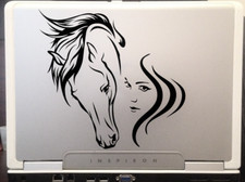 Beautiful Girl and Horse head Decal Sticker on car truck SUV Laptop 7" Black