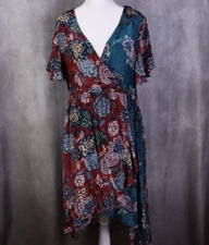 Sundance Midi Dress Women PM Multicolor Floral Paisley Dreams Faux Wrap Boho