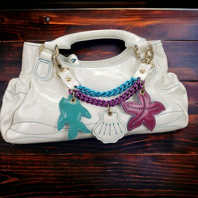 Sofia C. Italian Patent Leather Designer Couture Handbag  Shell Fish Starfish