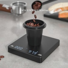 Mini Coffee Scale with Timer, 2 kg/0.1 g Accurate Coffee Scale - Black