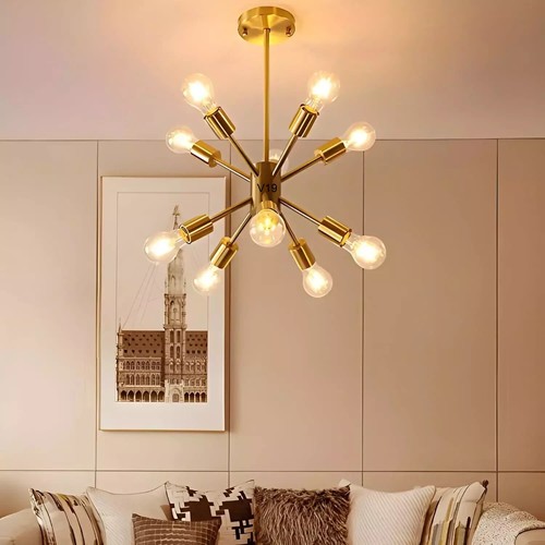 Modern Home Ceiling Light – 10-Bulb Chandelier, E27, Mid-Century Style - Picture 5 of 5