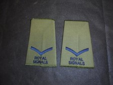 Pair British Military Army Royal Signals LANCE CORPORAL L/CPL Green Rank Slides