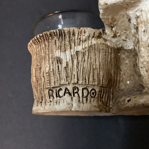 Vintage Trinket/Votive Holder Cheeky Monkey On Toilet Figurine Signed Ricardo - Picture 11 of 12