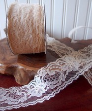 2 inch IVORY Floral Lace Ribbon for Decorating, Sewing, Floral Design - 25 Yards