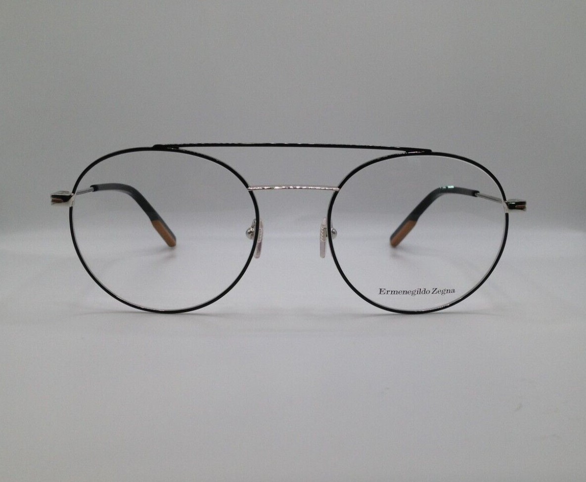 Оправа для очков Ermenegildo Zegna EZ5162 005 Черная, серебристая, круглая металлическая 53-20-145
