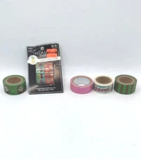Washi Tape Lot Of Six (6) Rolls Used & New 4 Christmas Themed 2 Pineapple