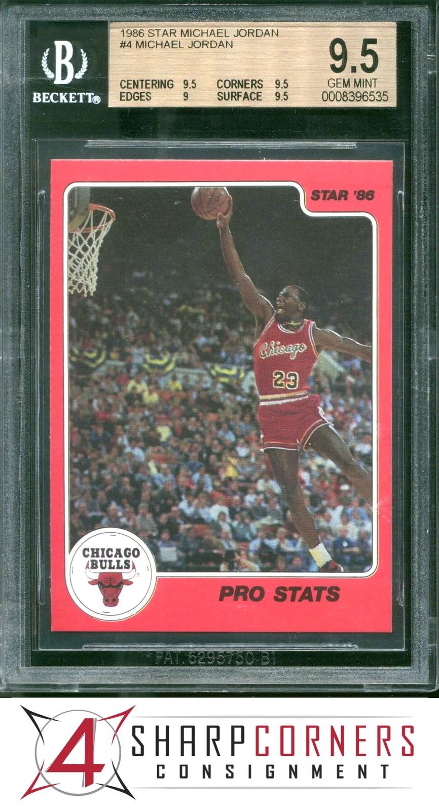1986 STAR MICHAEL JORDAN #4 PRO STATS RC HOF BGS 9.5 GEM MINT