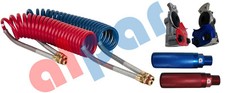 15ft Red & Blue Coiled Air Brake Hose Kit Wit...