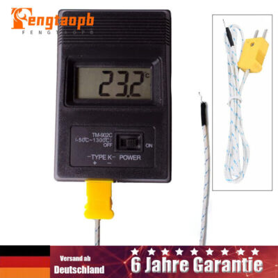 Digitales Temperaturmessgerät (-50 - 1300 °C) K-Typ Thermometer + Sonden TM-902C