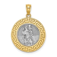 14K Two-tone Gold St. Christopher Medal Pendant 1.83g Gift for Mother