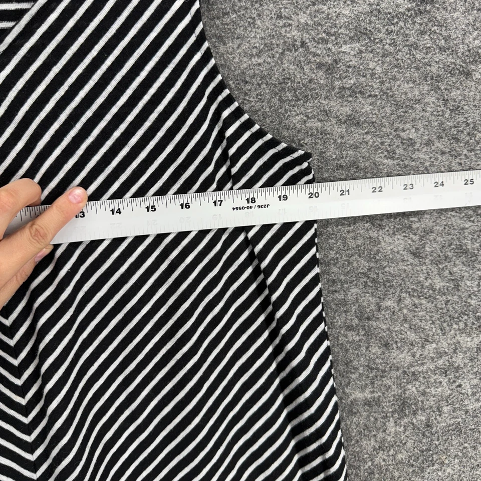 Blusa sin marca para mujer M mediana negra a rayas cuello en V sin mangas correa ancha lino Foto 3 de 4