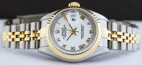 ROLEX Ladies 18kt Gold & Stainless DateJust White Roman 79173 SANT BLANC - Picture 3 of 5