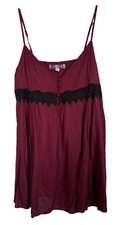 Urban Outfitters Womens Dress Spaghetti Strap Lace & Button Detail Sz M Burgundy