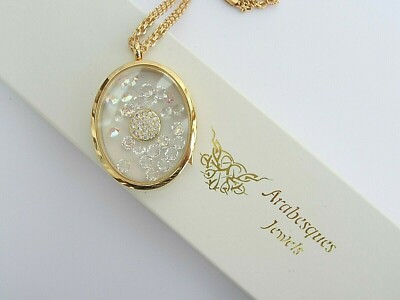 ARABESKEN CHARM TÖPFE Oval Living Memory/Schwebender Anhänger/Medaillon/Halskette. Gold