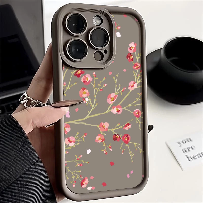 For iPhone 16 15 14 13 12 Pro Max 11 XR 8 Shockproof Flowers Silicone Case Cover - Image 3 of 4