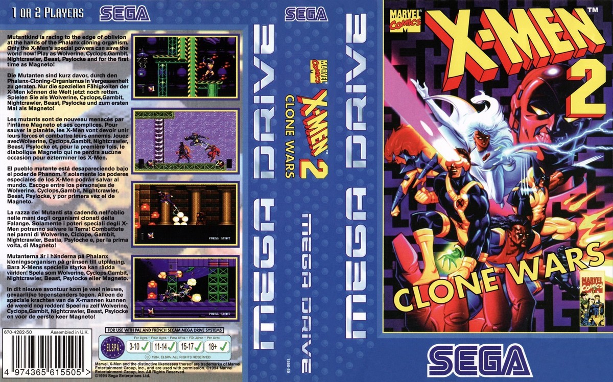 X-Man 2 Clone Mega Drive Genesis NTSC PAL Box Art Case Cover Only