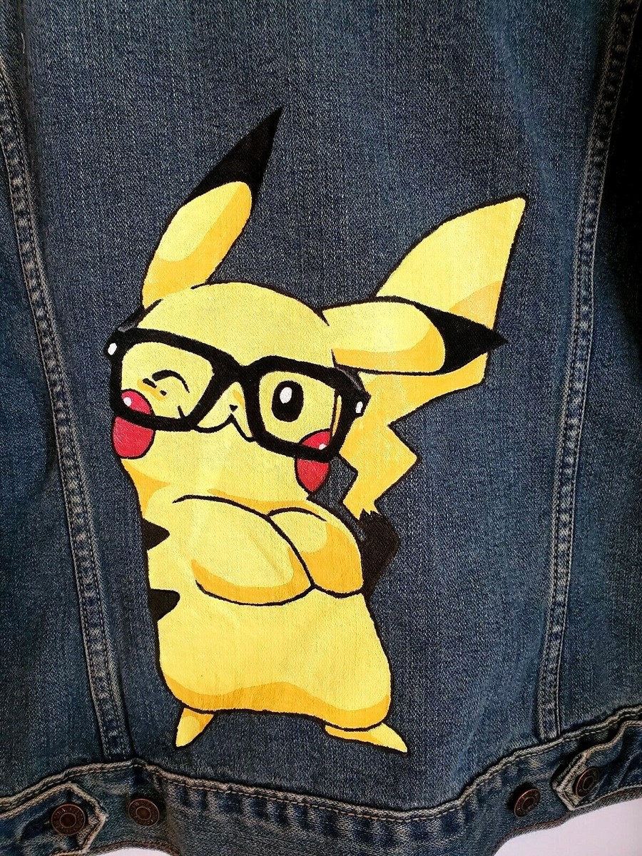 Custom Hand Painted Pokemon, Pikachu Levi Strauss Jean Jacket