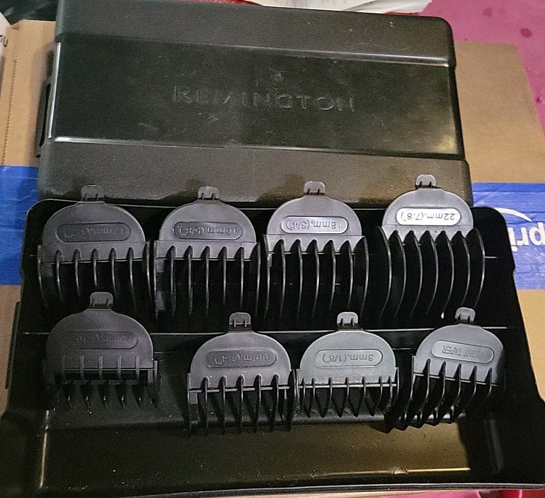 Remington Sp261 Hair Clippers Replacement CASE AND GUIDES ONLY  9 Pieces