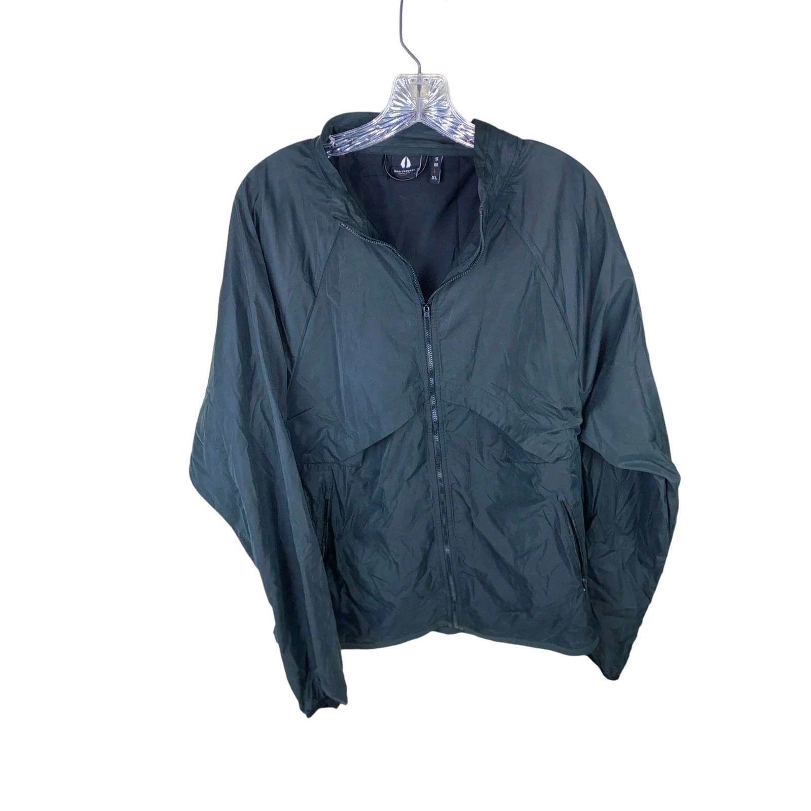 Bearded Goat Mens Large Jacket Black Pockets Full Zip Windbreaker image 1