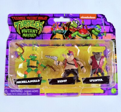 TMNT Mutant Mayhem Turtles Mini Pack 2023 Set of 3 Michelangelo Bebop Splinter