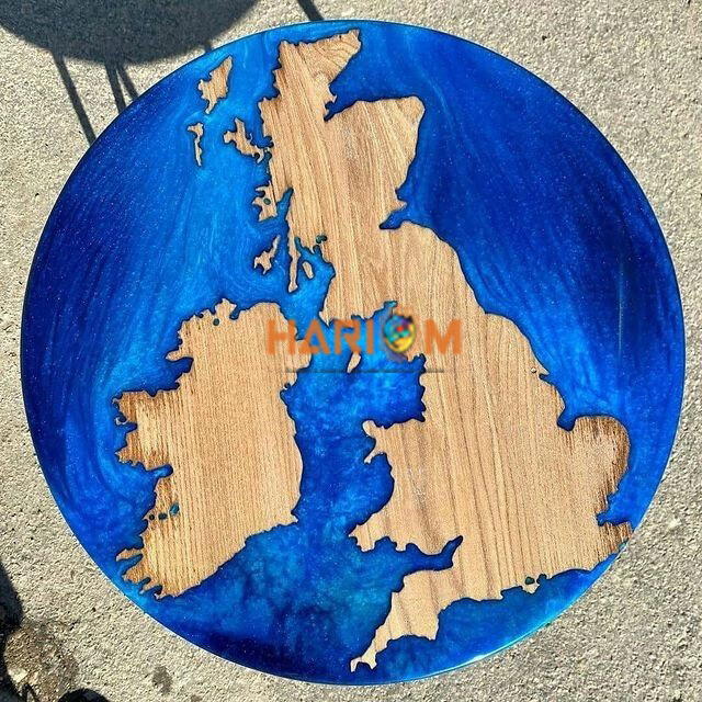 Blue Epoxy Resin River Table Top Dining Furniture Living Room Decor Adorable Top