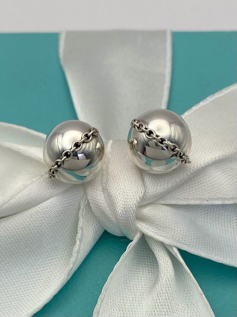 Tiffany Co Sterling Silver HardWear Bolt Chain Ball Stud