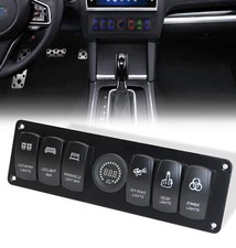 6 Gang Rocker Switch Panel Waterproof Toggle Rocker Switch Panel with Colorful L