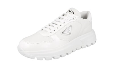 PRADA PRAX01 SNEAKER SCHUHE 1E804M TRIANGOLO PLATEAU WEISS LEDER