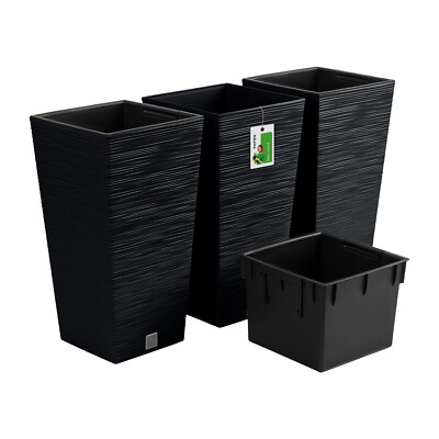 3X Blumentopf Pflanzkübel FURU Square Balkonkasten Blumenkübel Anthrazit 26,6 L