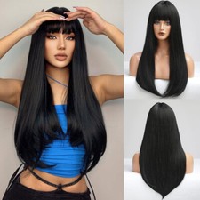 Long Straight Wig with Bangs Synthetic Hair Wig for Women Wigs Cosplay Prom Wig