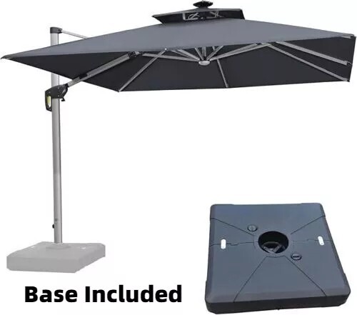 PURPLE LEAF Solar Powered LED Patio Outdoor Umbrella with Heavy Base Garden Pool - Picture 1 of 37