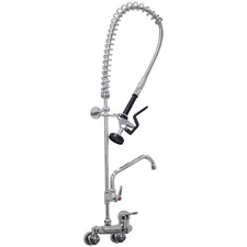 Commercial Sink Faucet with Pull Down Sprayer Wall Mount 4''-8'' Center