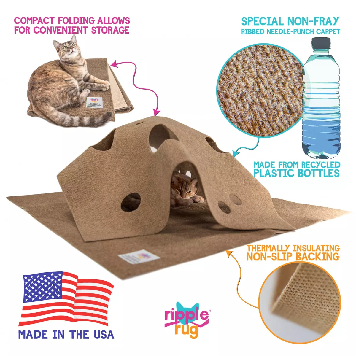 The Ripple Rug Cat Activity Play Mat Made in USA We are the