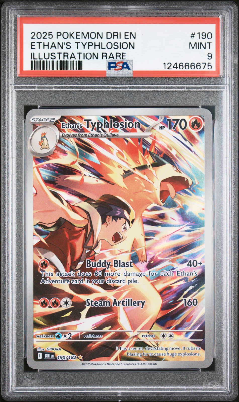 2025 POKEMON DRI EN-DESTINED RIVALS ILLUSTRATION RARE ETHAN'S TYPHLOSION PSA 9