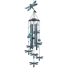 Outdoors Wind Chimes with 4 Aluminum Tubes - Dragonfly Hook Bells Hanging