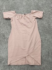 Minette Bodycon Dress Womens XL Pink Off The Shoulder Tulip Hem Mini Made in USA