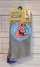 New SpongeBob SquarePants Patrick Star Men's Crew Socks Size 9-13 Gray NWT