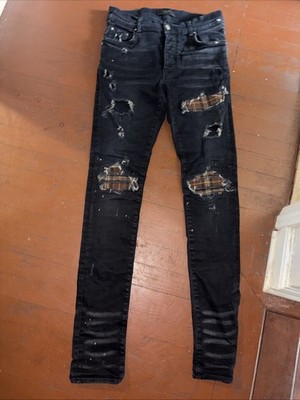 Amiri Mx1 Plaid Patch Jeans Aged Size 30